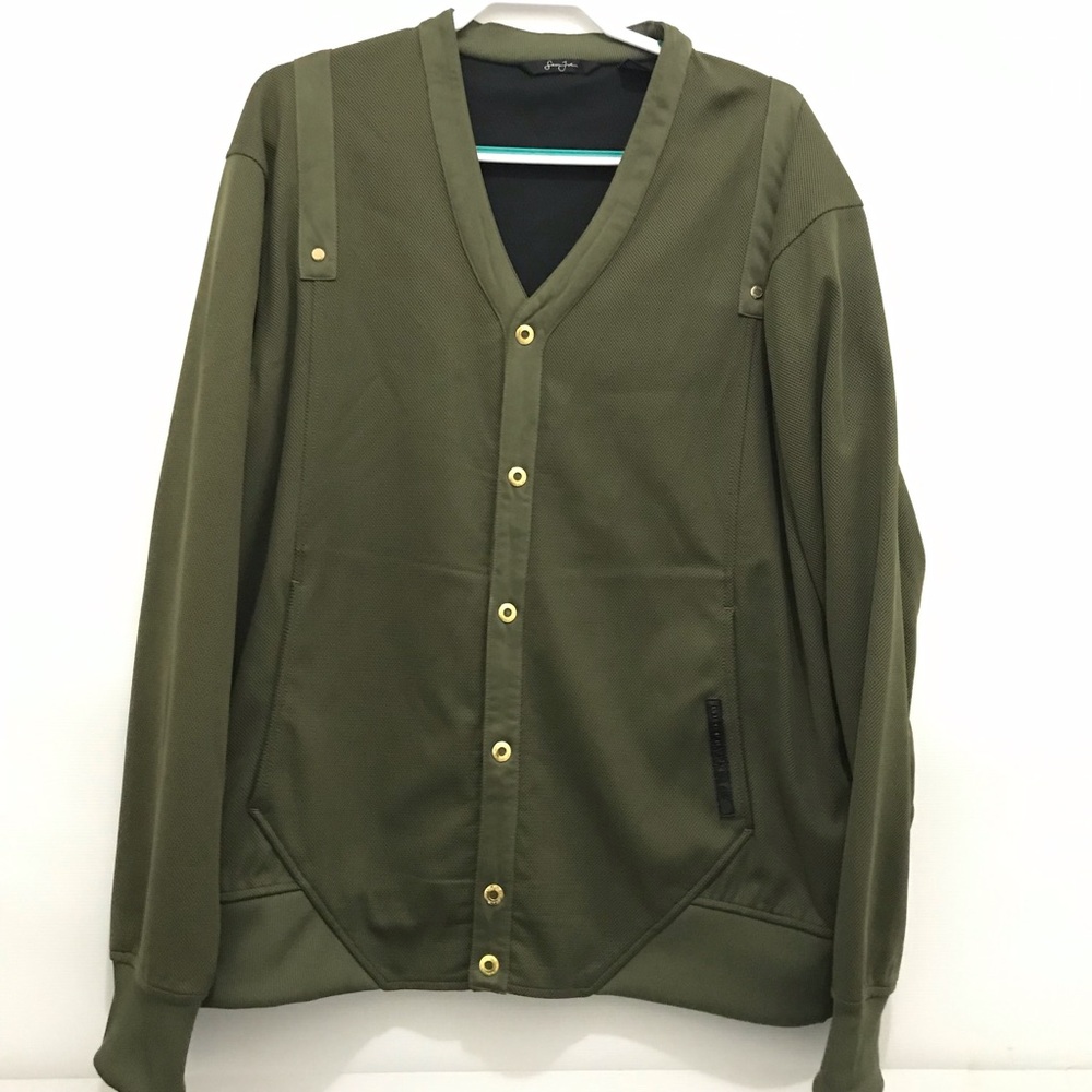 Sean John Men's Olive Green V-Neck Button Jacket Size XXL